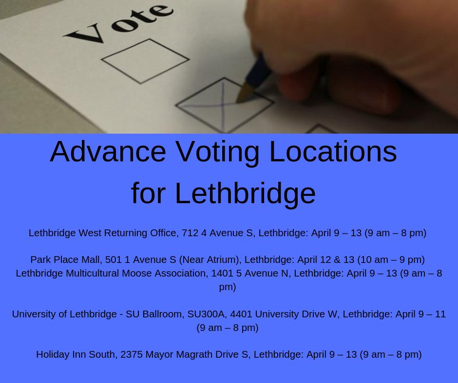 5thon5th's tweet photo. The Advancing Voting Stations have opened! Check out the dates, times and locations you can cast your vote at before the election day. All you need is a government issued ID and you can vote ANYWHERE within Alberta. #abvote #abpoli#yqlvotes https://t.co/ima0TD1Tzj