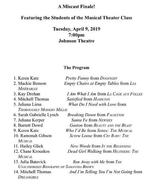 Need a study break? Head over to Johnson Theater tonight at 7:00pm and listen to your friends sing! bit.ly/2UFUZRJ
