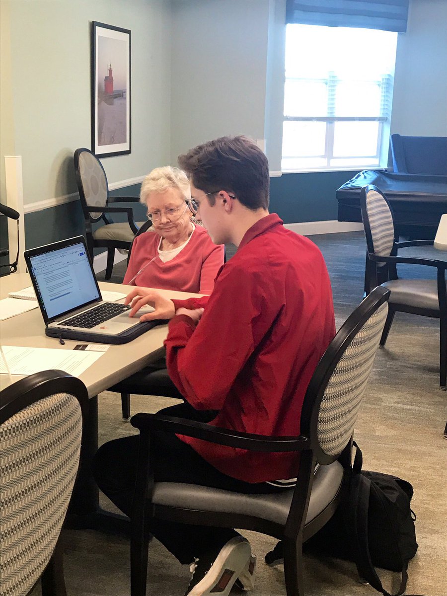 Ms_ClarkSHS's tweet photo. @SHSWritingCTR is venturing into the Saline community! Thanks to Story Point for asking our students to help residents edit and write their life lessons. We had a very successful first session. More to come! #SHSLearn #SASCompass @FoundationSAS https://t.co/RFVjvwoehv