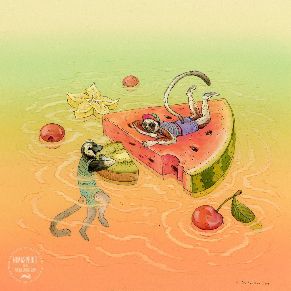 Put a smile on your face by checking out the new solo show from <a href="/nimasprout/">Nicole aka Nimasprout</a>, filled with precious paintings and prints. See it all here: nineteeneightyeight.com/collections/sw…