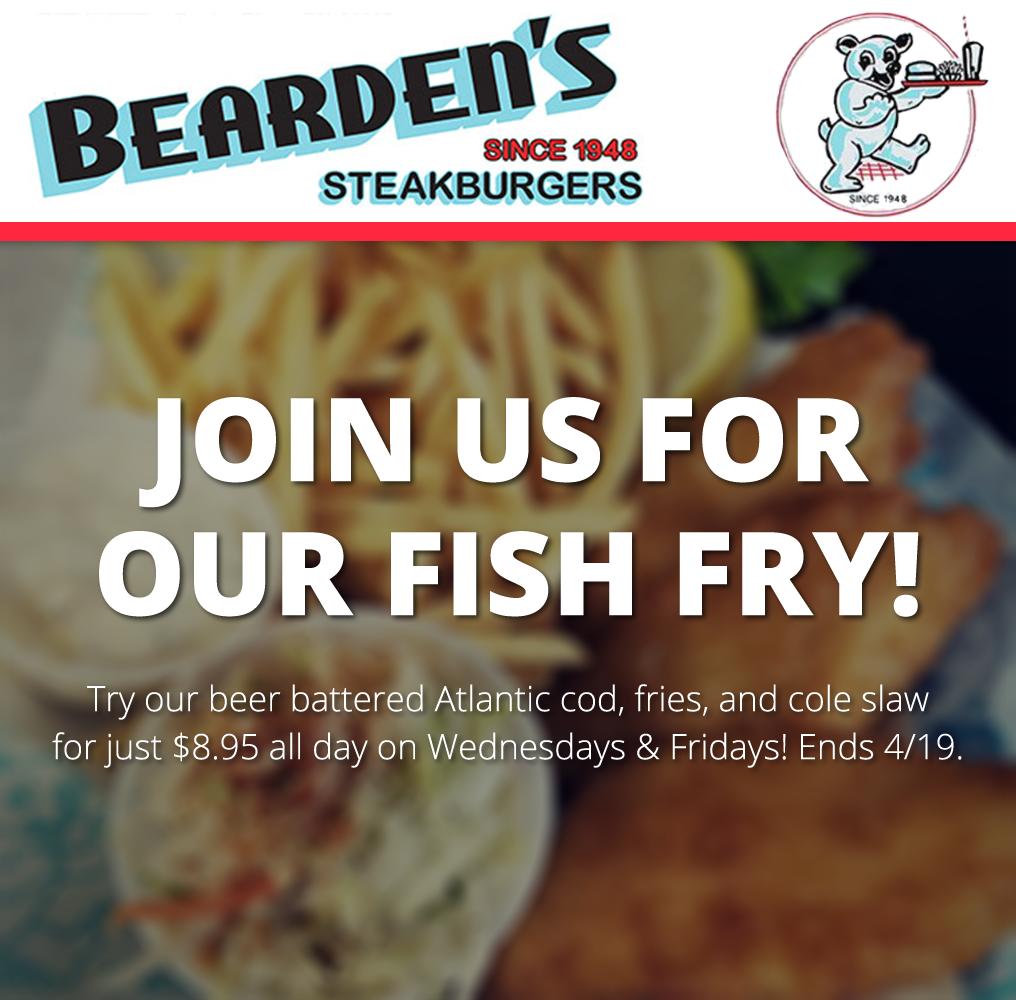 beardenscle's tweet photo. Join us on Wednesdays and Fridays during #Lent for our Fish Fry – all day long! We'll have beer battered Atlantic cod, fries and coleslaw. https://t.co/0U8zr2HYH7