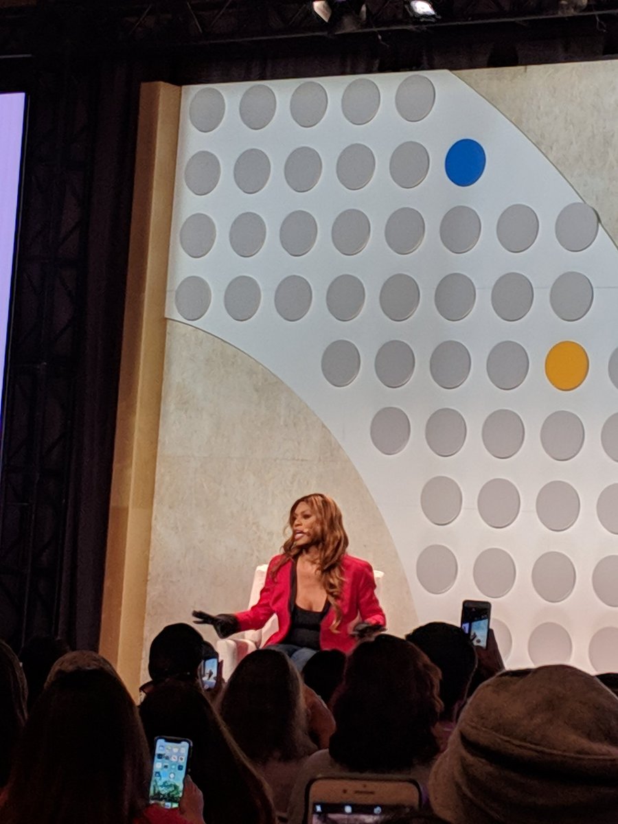 alexhanna's tweet photo. I'm at Google Cloud Next, watching @Lavernecox directly address her struggle on deciding whether to come to the conference and specifically is calling out James, the Family Research Council and their transphobia. Also noting thousands of @EthicalGooglers https://t.co/fCswsUQd8Q