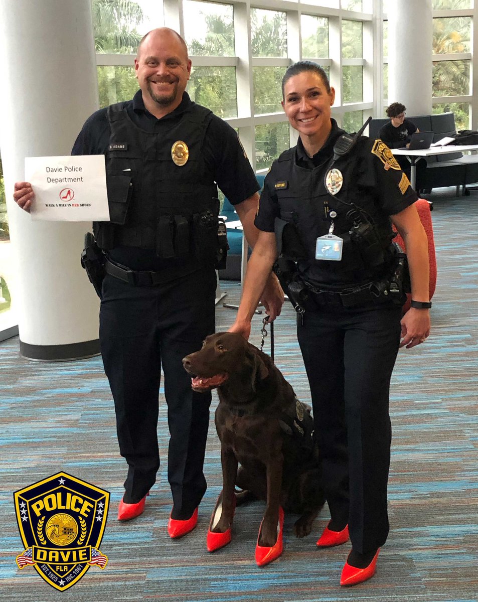 DaviePolice's tweet image. The "Walk a Mile in Her Shoes" event at @NSUFlorida was held to raise awareness about the serious causes, effects, and remediations to men's sexualized violence against women. Members from the #DaviePolice put on the red shoes and walked!