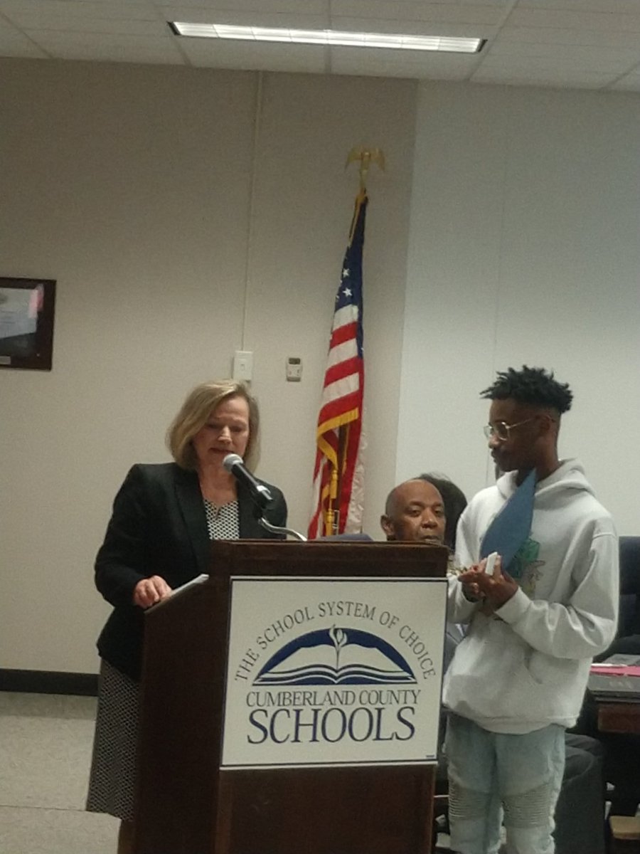 SandidgeTanya's tweet photo. Justice Cochrane @WestoverHS recognized at the Board of Education meeting for a amazing acts of character. https://t.co/XOjlqNWAqs