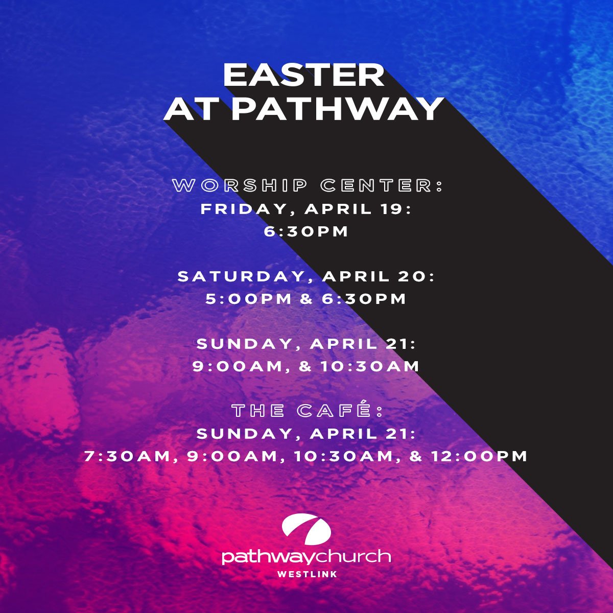 pathwaychurch's tweet photo. Tag a friend and let them know what campus you'll be attending this #EasterAtPathway. https://t.co/f5TOHK3Iup