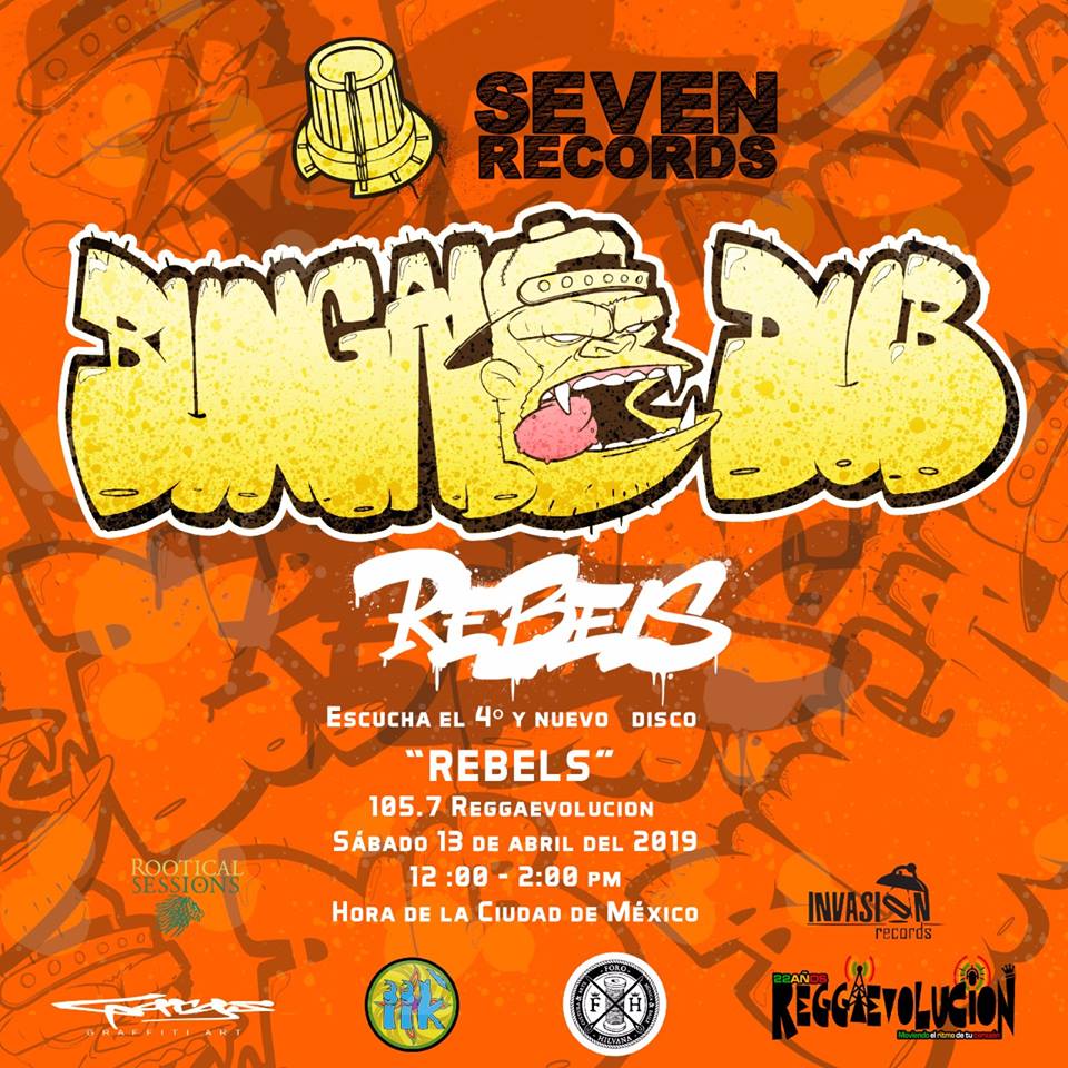 Próximo sábado 13 de abril 2019 en entrevista <a href="/Bungalodub/">Bungalo Dub</a> presentando su disco #Rebels a partir de las 12Hrs.
No te lo pierdas!!!
