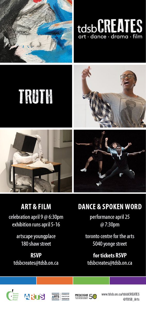 TDSB_Arts's tweet photo. See https://t.co/PZUUytj8S8 9 min 7 sec for great segment on #tdsbCREATES art&amp;film @YoungplaceTO congratulations to @tdsb students, teachers and @TorontoArts @PrologueArts @CentralTechArt @Princ_SCI @tdsbllsi #artsbuildresiliency #truth #studentvoice https://t.co/QbHbyFcNgb