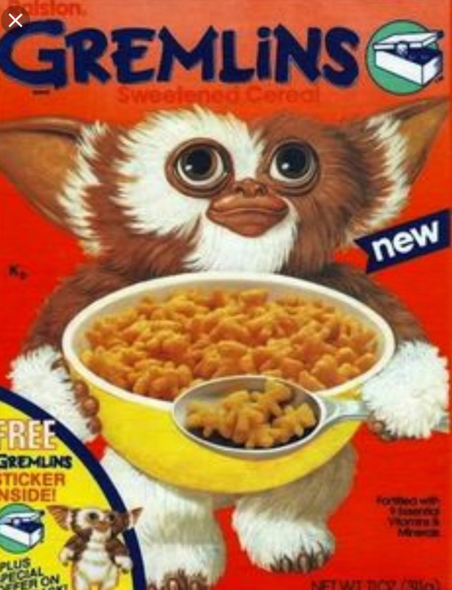 I wish there was a GREMLINS cereal called "Mogwais". 

I need this in my life.