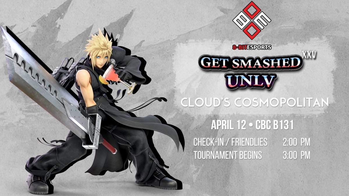 8bit_esports's tweet photo. This Friday continues 8-bit's Get Smashed tournaments. Check-in and friendlies begin at 2:00 PM, and the tournament itself will begin at 3:00 PM. 

Venue Fee: $5
Tournament Fee: $5
For the first 4 members that bring setups for the tournament, the venue fee will be waived! https://t.co/I70vs7OVm5