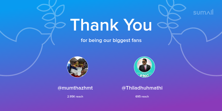 mremuh's tweet photo. Our biggest fans this week: @mumthazhmt, @Thiladhuhmathi. Thank you! via https://t.co/ieiR4WzaYE https://t.co/SsFnHAACls