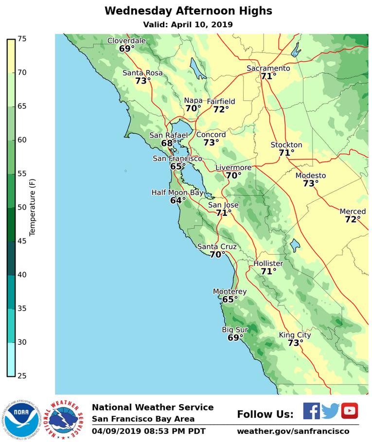Nws Bay Area On Twitter Expect Less Wind And Plenty Of Sunshine
