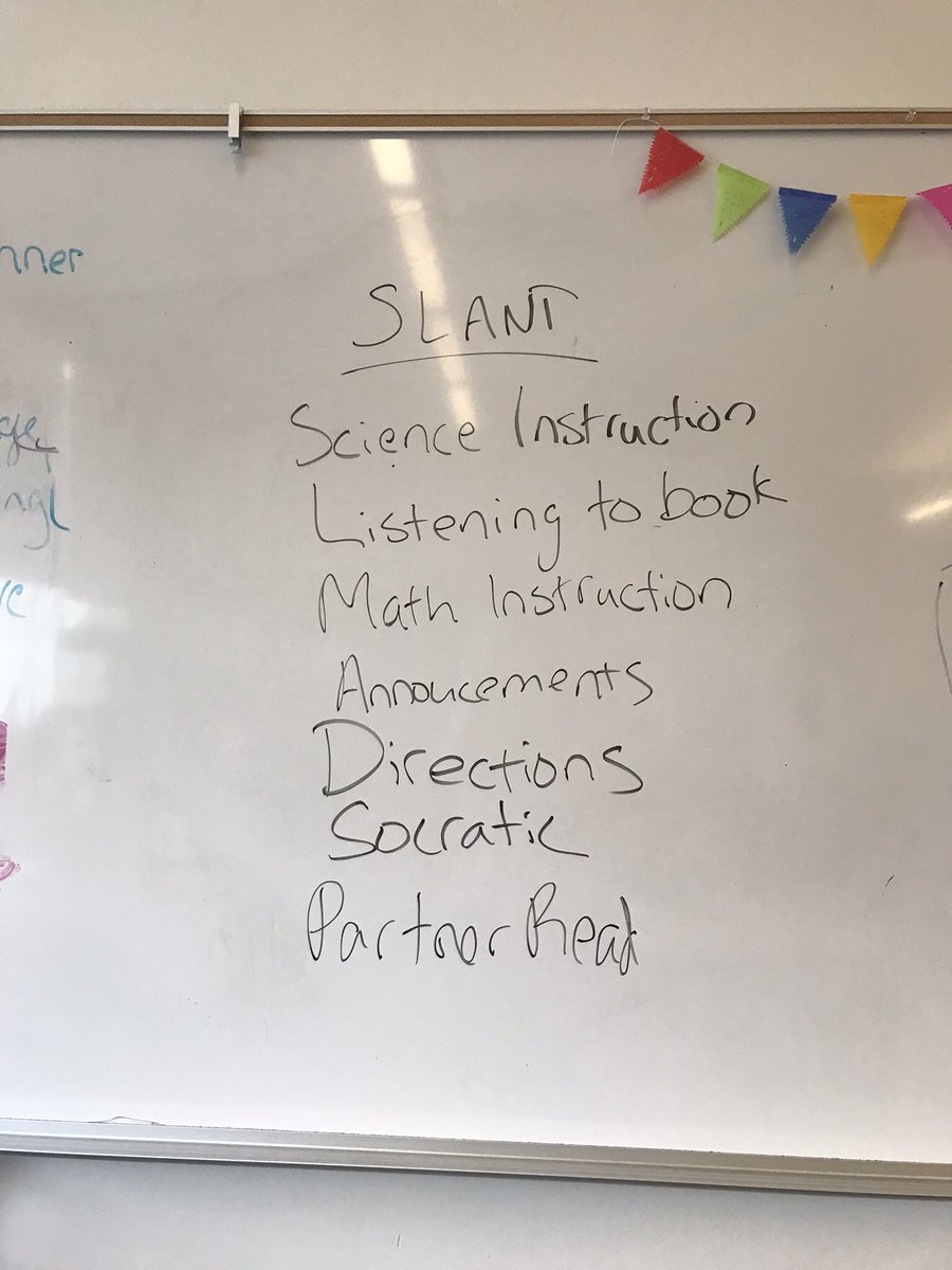 MsSpeiser's tweet photo. We brainstormed when to SLANT and when to BE YOU and what each looked like. Today I made posters and tomorrow this goes into practice! I’m eager to see how things change when they know the engagement expectations! https://t.co/owAA9rSrGv
