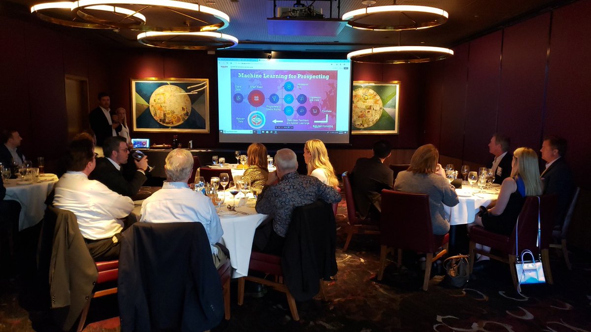 CXOseth's tweet photo. #MachineLearning and how @RakutenMKTG is using it to help #dallas #marketing leaders. #cmodinner by @cmo_org https://t.co/Wf9Qrz0DOC