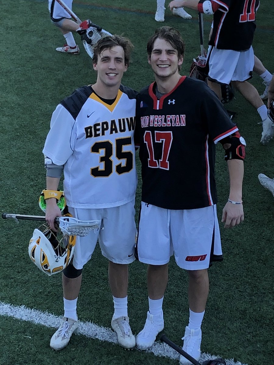Moeller_Lax's tweet photo. Moe Lax Brotherhood! Good to see Jack Richey and Conor McGeeney square off against each other today. Stay Gold Fellas! @DePauwLacrosse @OWU_MLAX https://t.co/71FeBDOpPE
