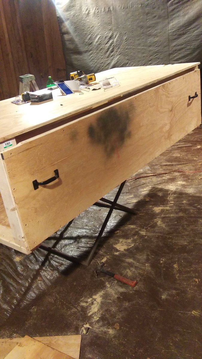 ucbwwrestling's tweet image. Working on the casket for the casket match at DAMNATION