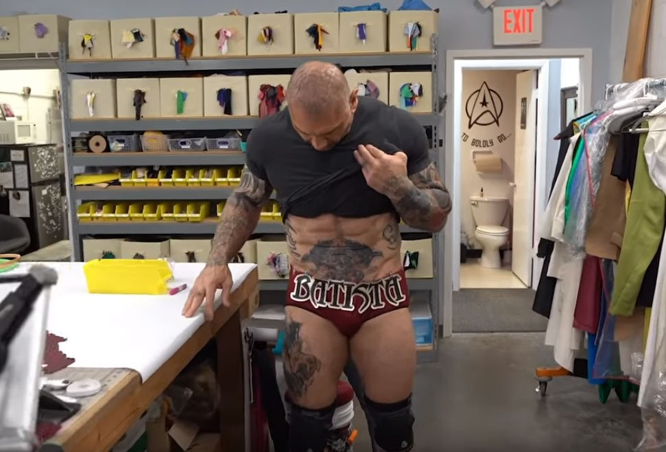 “Cosplayers made Dave Bautista's last ever wrestling outfit. https:...