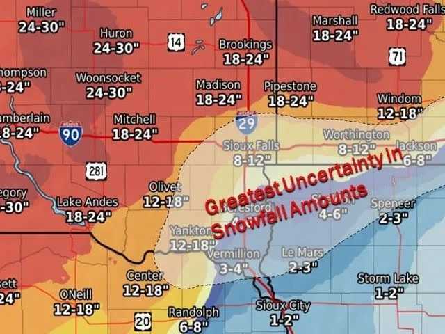 The National Weather Service is predicting snowfalls between -2" and +12", maybe possibly, in the Sioux Falls region.  Standard South Dakota storm prep is advised: mow the lawn, fuel up your snowblower.  <a href="/Argus911/">ArgusLeader911</a>
