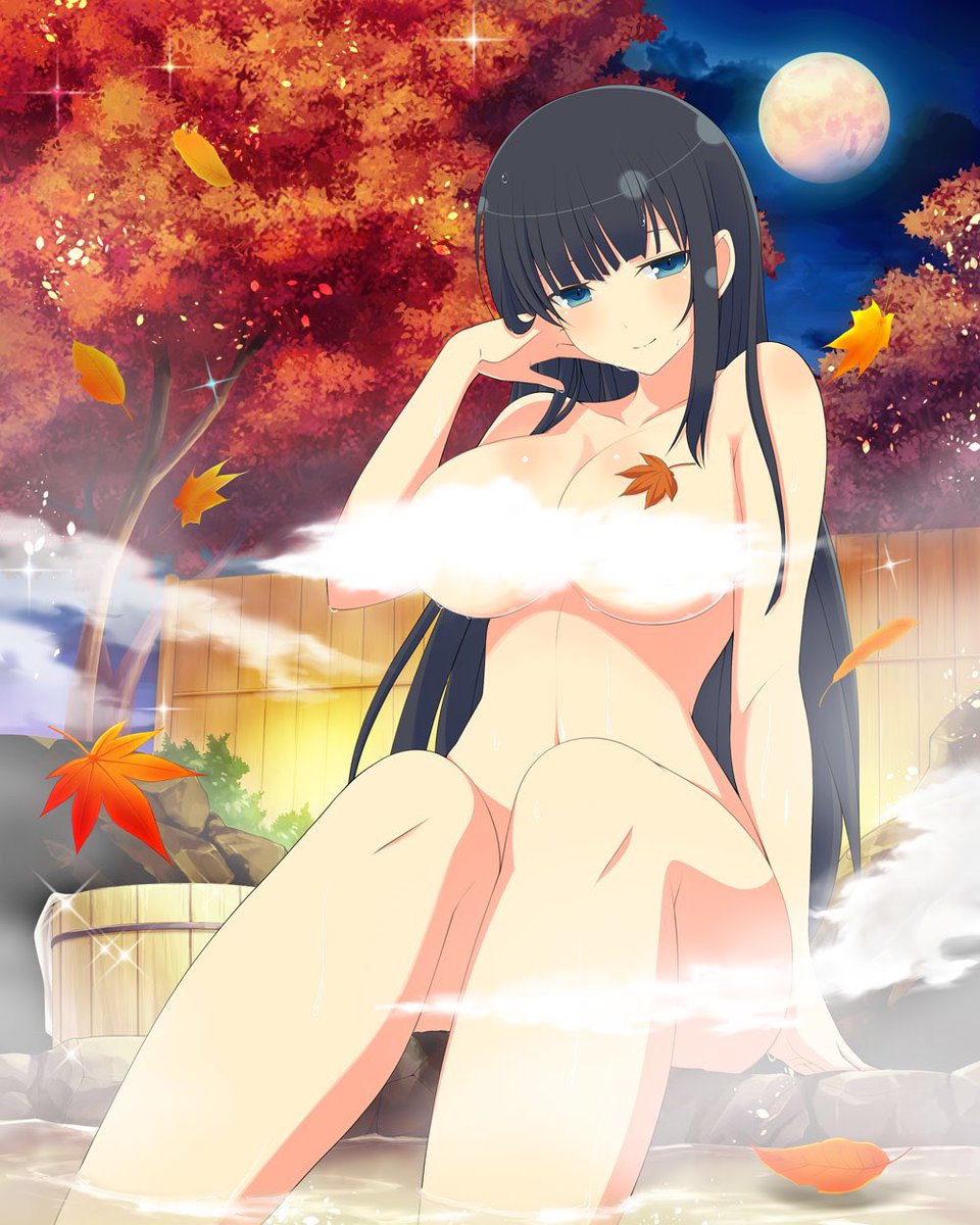 *is in the hot springs hoping for Tsurumaru to join her*