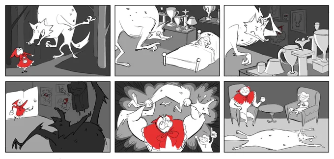 me in my storyboarding class two years ago: ok how about little red riding hood but shes actually a pro wrestler 