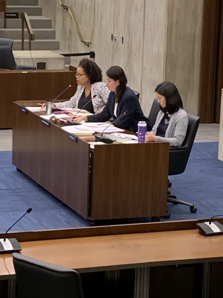 MAVA2021's tweet photo. Boston City Councilors Kim Janey, Anissa Essabi-George,  and Michele Wu conduct the education subcommittee hearing in support of Madison Park Technical Vocational High School.   MAVA represented by Kevin Farr @MAVAKevinFarr and Peter Dewar.  #MPforever https://t.co/E5BXQaT8Zs