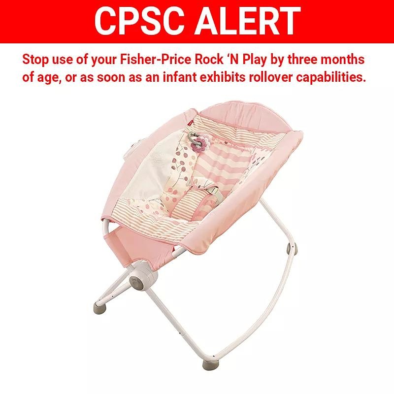 Safety Alert: If your child is 3 months or older, or if your child can roll, stop using your Fisher-Price Rock ‘N Play. 10 deaths since 2015 occurred when infants rolled from their back to their stomach or side, while unrestrained.