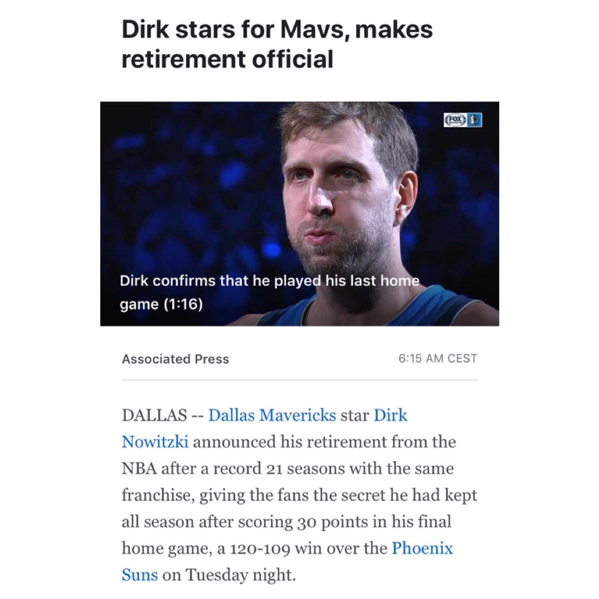 dbo37's tweet photo. GOAT!
😢👑✌🏼🕊💯👋🏼
#Dirkules #DN41 #ByeBye
@swish41 https://t.co/irCNf7OwZx