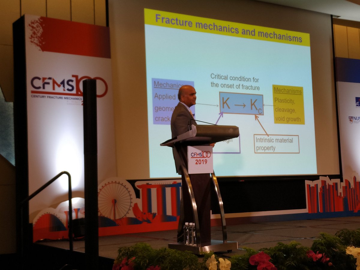 JingjieYeo's tweet photo. Great presentation by Prof. Huang on fracture in polymeric hydrogels due to poroelasticity. Next, we have Prof. Upadrasta Ramamurty. #CFMS2019 #FractureMechanics https://t.co/ngsoLHMLXb