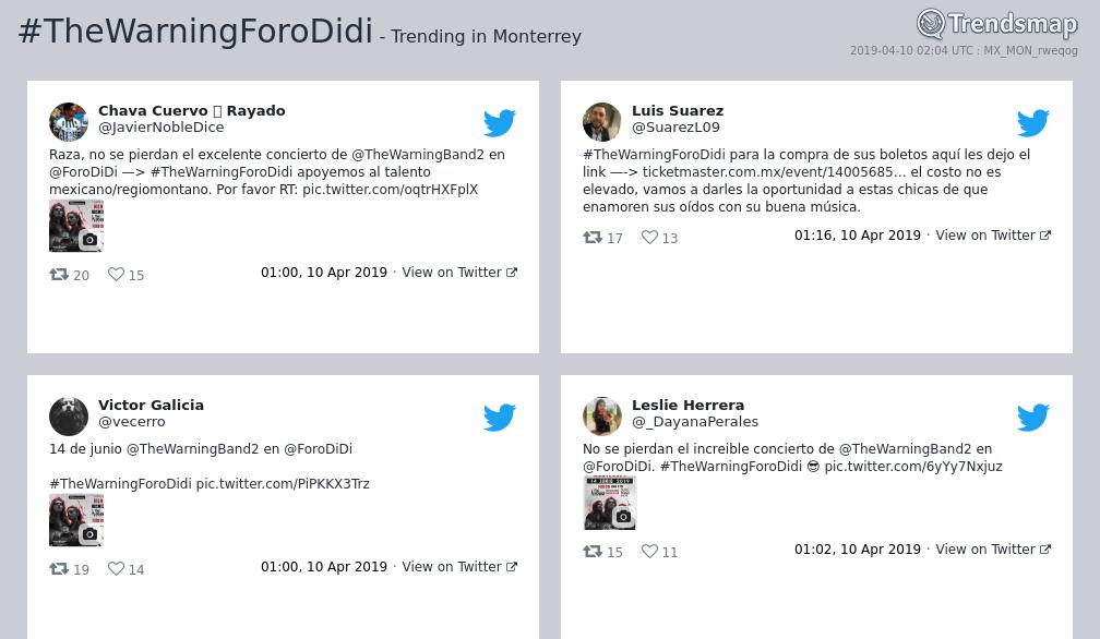 TrendsMonterrey's tweet photo. #thewarningforodidi es ahora una tendencia en #Monterrey

https://t.co/FFmAqFDd4n https://t.co/QW1AttD8YO
