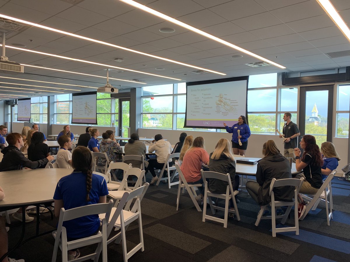 UNGATP's tweet photo. Had a great time today with our high school Athletic Training day! Lessons led by our students, stickers on feet and ankles, and campus tours...oh my! A great time was had by all. Until next time... #ourstudentstakethelead #ATalltheway #UNGATP https://t.co/akNW0wGYnn