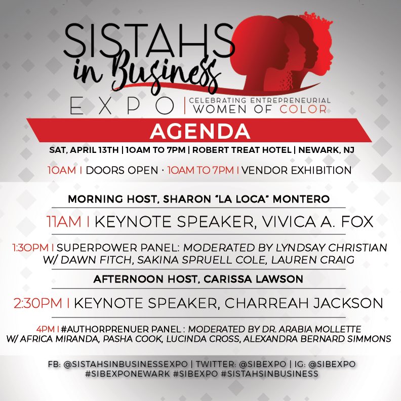 SIBEXPO's tweet photo. #SIBEXPONJ Save This Post! This is the agenda for Saturday’s festivities. The first 250 guests will receive a swag bag of goodies from our sponsors! Doors open at 10am! 🛍

Tickets are only $15 in advance, $20 at the door. Go to https://t.co/aSK5wc3Mi4 for your tickets today! #nj https://t.co/RUtUB72BZC