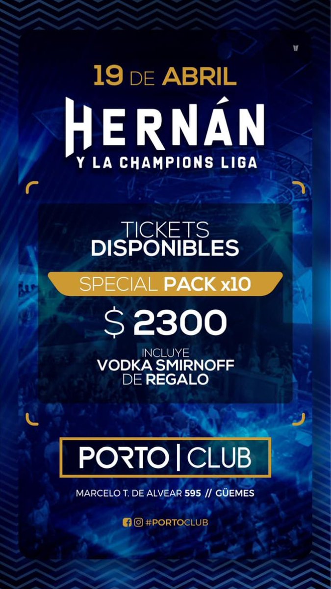 *VIERNES 19 DE ABRIL*

CHAMPIONS LIGA EN PORTO CLUB!

Últimos tickets antes que aumenten

📲 351-3520595 o MD