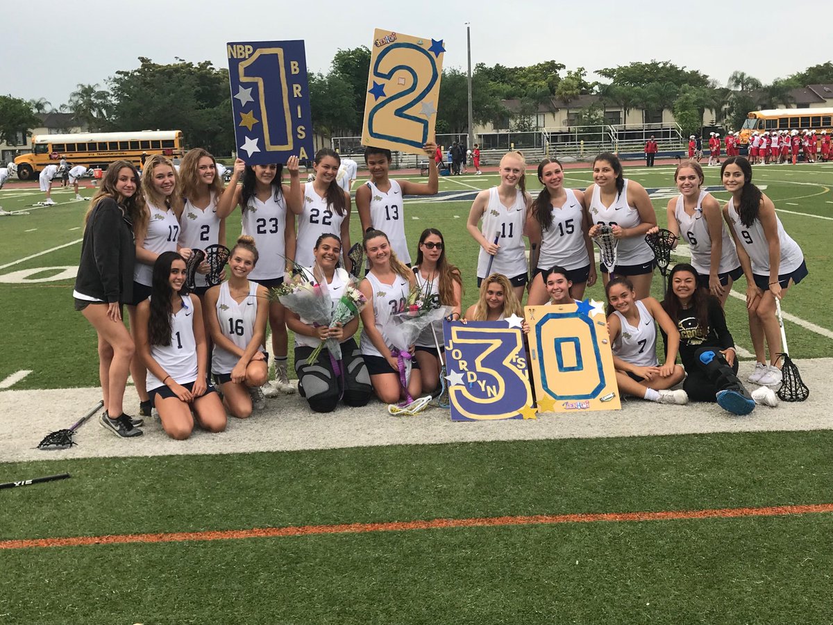 NBPSAthletics's tweet photo. Congrats to Brisa and Jordan who played in their final regular season home game tonight! Girls lacrosse picked up a huge 17-4 win over CS Charter to clinch a playoff berth in next weeks District tournament! #nbplax #EaglePride https://t.co/rAKd5M0sEG