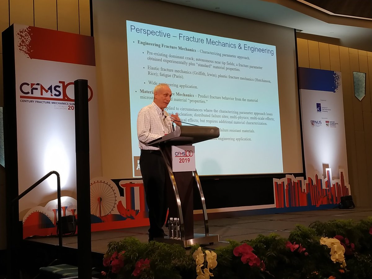 JingjieYeo's tweet photo. First up after the short tea break, Prof. Alan Needleman. #CFMS2019 #FractureMechanics https://t.co/G3kTD5mAJU
