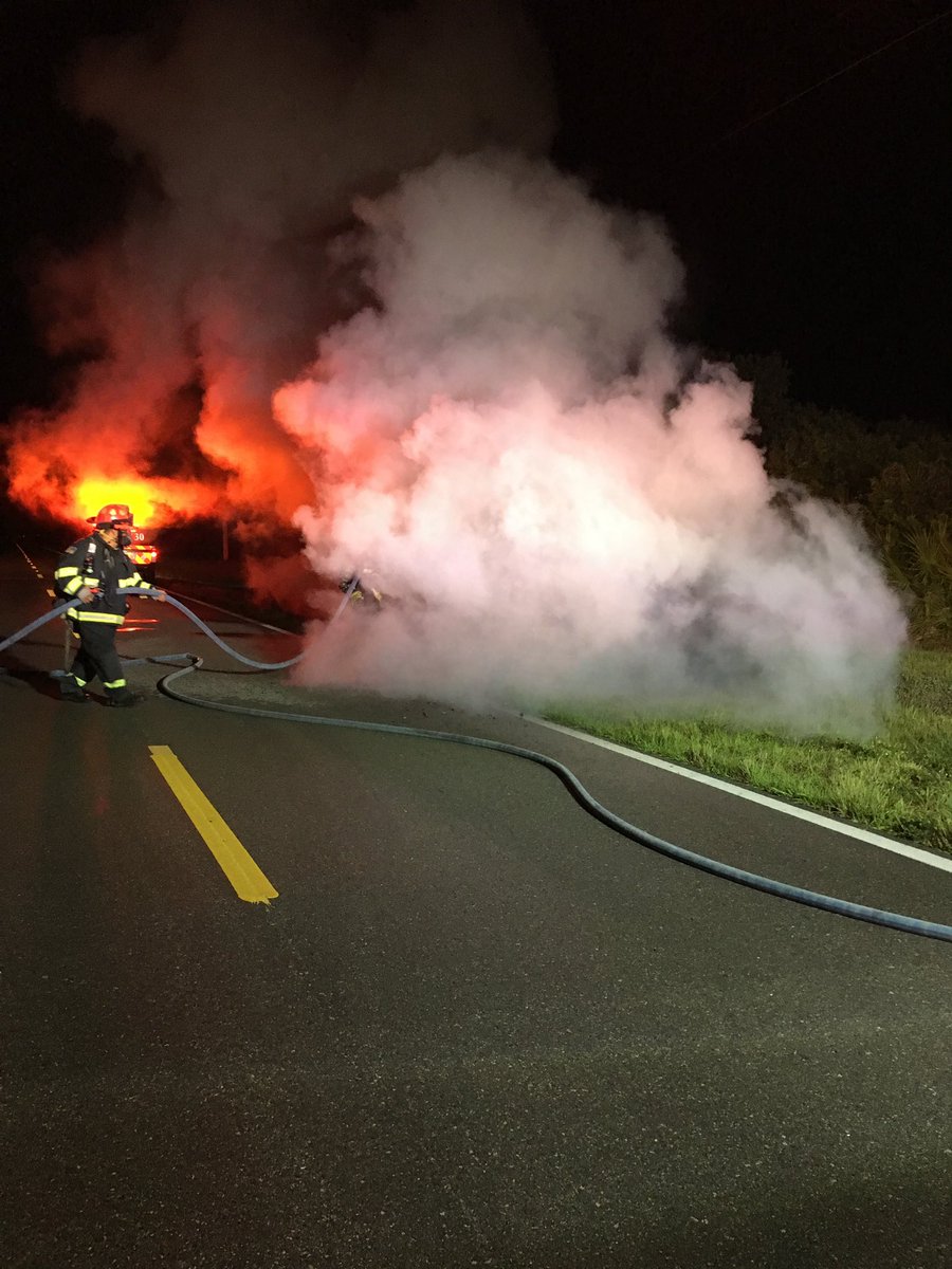 Our B-Shift crews are working a fully-involved vehicle fire on Church Rd, 1+ mile north of SR-82 in Hendry County. No injuries reported.