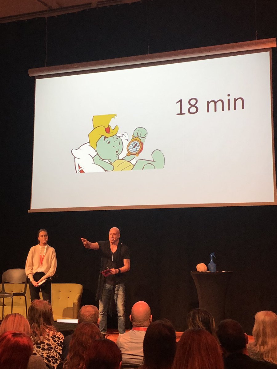 ”Efter 18 minuter börjar hjärnan att tappa fokus”.  ”Håll det enkelt och håll det kort”. Micke Hermansson #sett2019