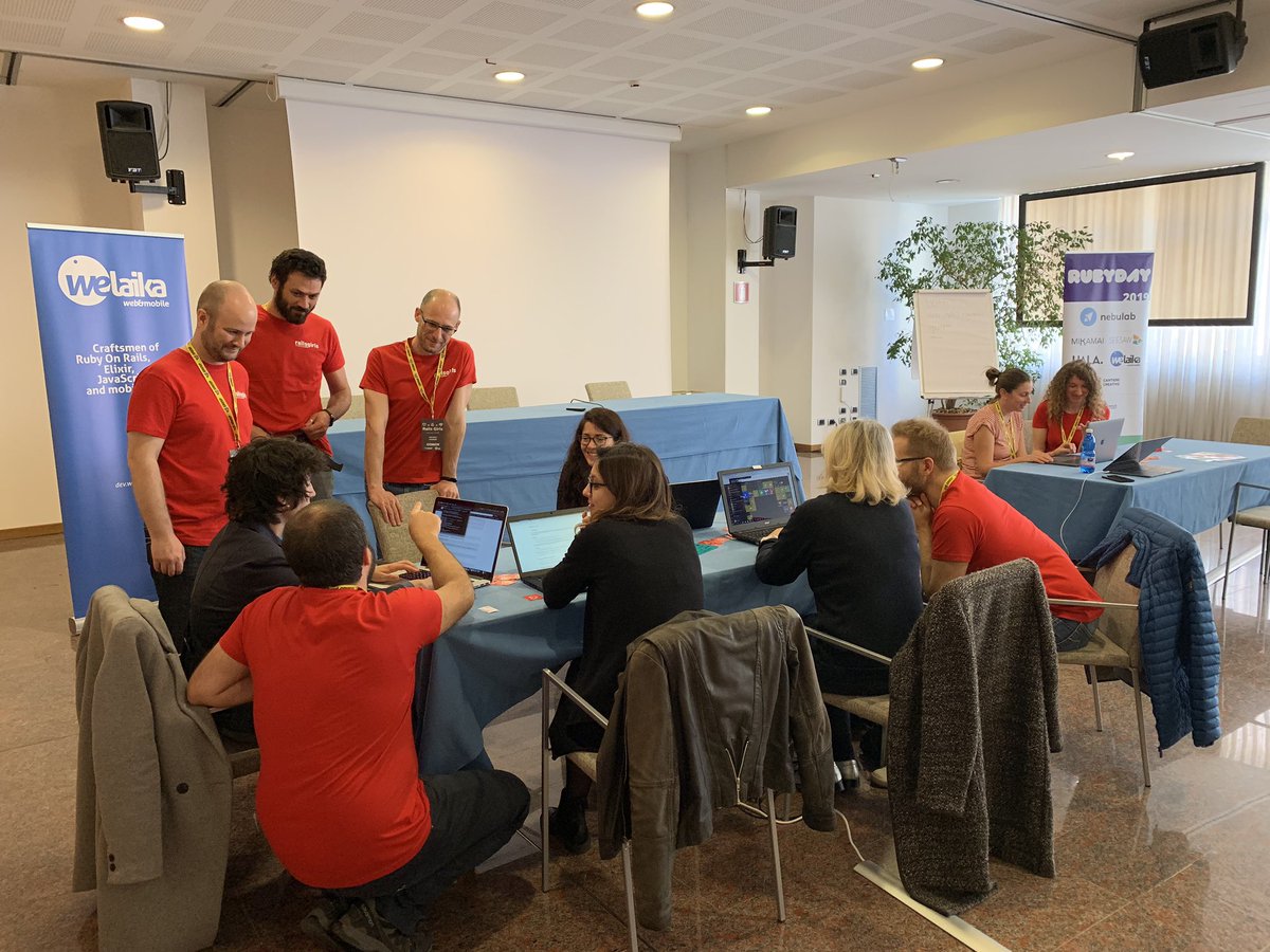 The first #RailsGirls Verona: ready to go!  

Thanks <a href="/grusp/">GrUSP</a> <a href="/weLaika/">weLaika</a> <a href="/seesaw_it/">SeeSaw | everchanging</a> @nebulab_it <a href="/Mikamai/">Mikamai</a> 

#RubyOnRails #RubyDay2019 #RubyDay