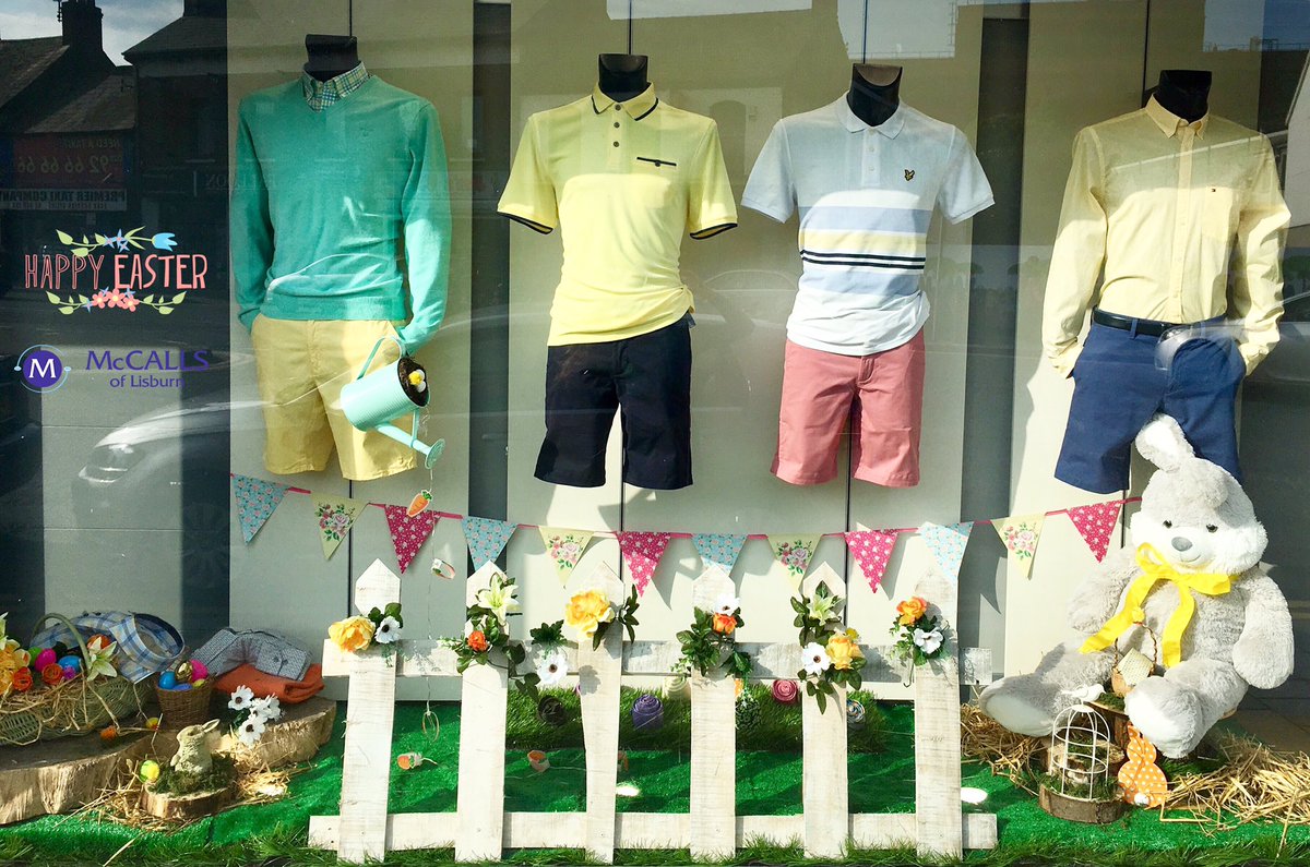 McCallsLisburn's tweet photo. Has our Easter window caught your attention? 🐰🐣🥚With the cracking weather, why not stop by and check out our Eggciting new Spring collection! 🥕🌞🌸 

P.s Our Easter Bunny needs a name  ... Can you help?! 

#EasterWindow #SpringCollection #EasterBunny https://t.co/K8j5IZDCTA