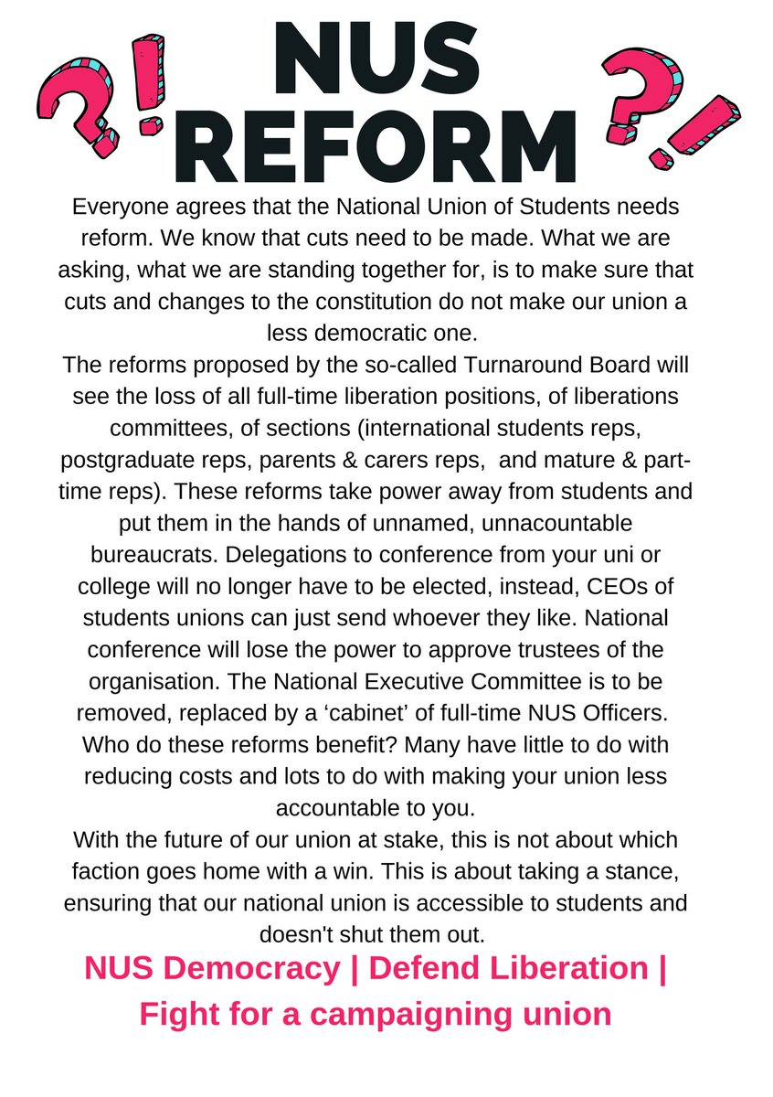 save_NUS's tweet image. We need NUS reform but lets not throw NUS democracy or liberation out of the window.
Here is a little cheat sheet to amendments! #NUSconference #NUSNC19