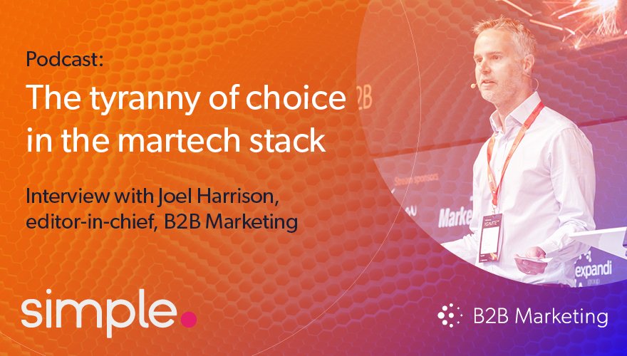 MarketingB2B's tweet photo. The tyranny of choice for your #martech stack and the evolution of #b2bmarketing - all in one handy podcast with @joel_b2beditor with questions by @RebeltechPR @MarkChoueke 

https://t.co/96ZlJnM2ZM https://t.co/otLDXTOOm3