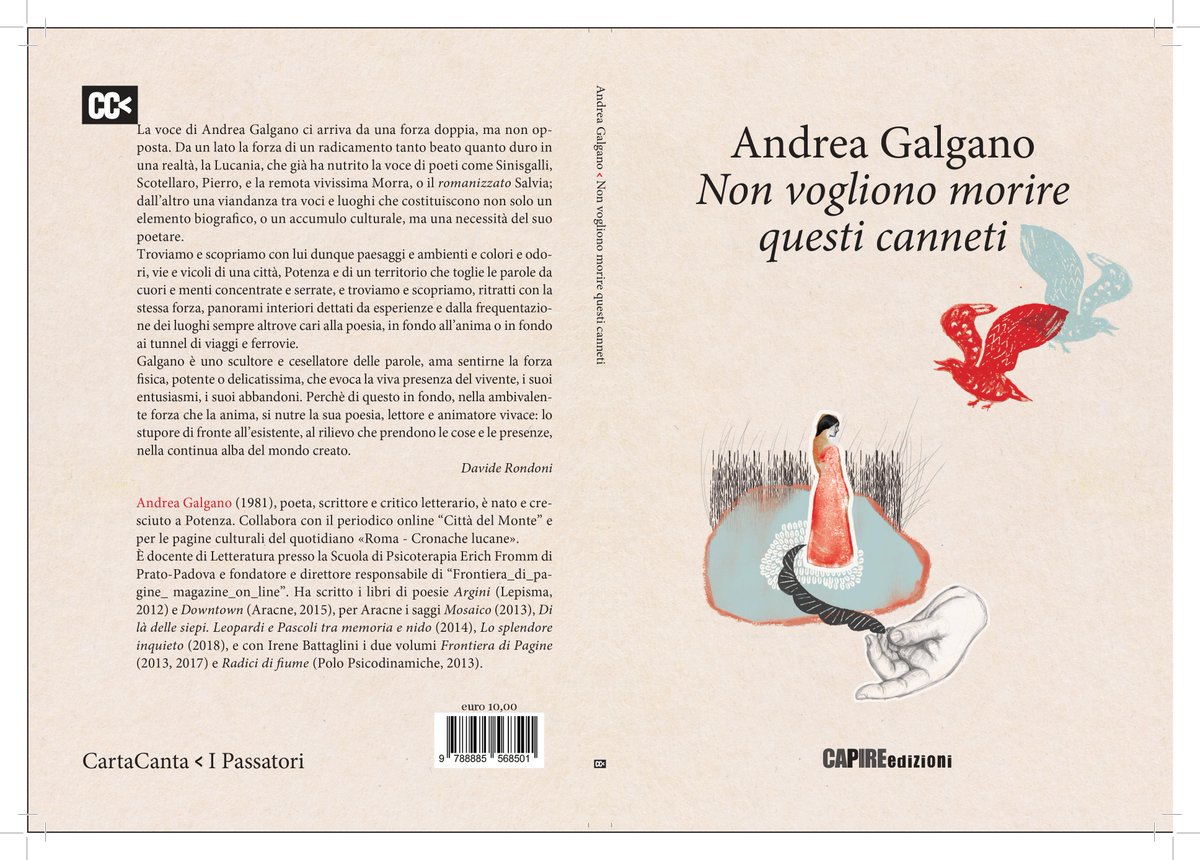 POLOPSICODINAM's tweet photo. A fine aprile in libreria il nuovo volume di poesie di #AndreaGalgano "Non vogliono morire questi canneti" a cura di @Daviderond edito da @cartacantaedito https://t.co/2V86RqX9nP