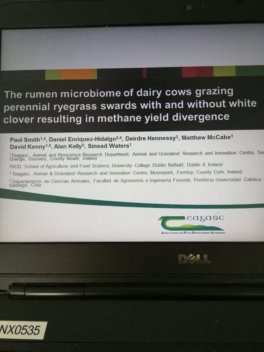 All set for today's presentation on the rumen microbiome of dairy cows grazing swards with and without white clover subsequently leading to a reduction in methane yield at the <a href="/BSAS_org/">BSAS</a> annual conference #BSAS2019 #microbiome #methane <a href="/teagasc/">Teagasc</a>