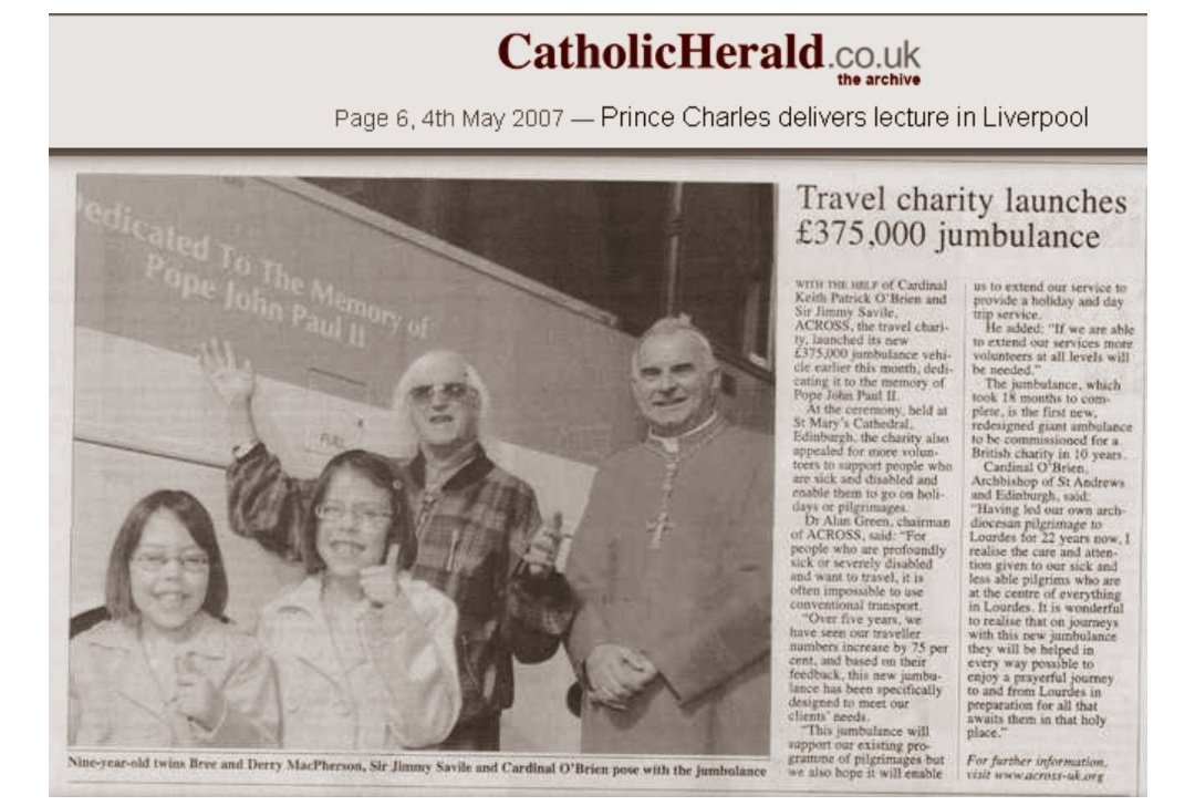 Murphy-O'Connor and Nichols have a long history together with Archpaedophile Jimmy Savile. Take the Jumbulance charity for example. In 1981, an Alligator Jumbulance featured on 'Jim'll Fix It'.