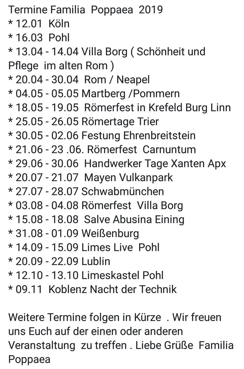 Praefectvs_Prae's tweet photo. Dates of the Roman Reenactment Group FAMILIA POPPAEA 😍 😍 😍
#Familia_Poppaea
#FamiliaPoppaea
#RomanReenactment
#Roman
#antikewelt
#archéologie
#RomanWoman
#AncientRome
#antikemode
#Praefectus_Praetorio
#PraefectusPraetorio
#praetorianguard
#PraefektRomanImperium
#Praefectvs https://t.co/VXecazpHZh