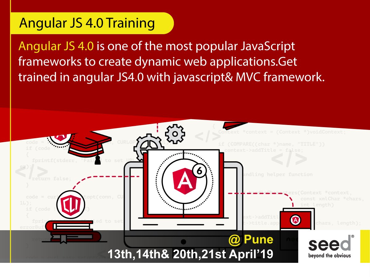 seed_workshops's tweet image. Get a Professionals AngularJS 4, Training from best AngularJS institute in Pune, Learn Angular JS 4 From Industry experts. Attend Workshop For Professional; Training And Certifications.
Enroll Now-goo.gl/pXY2Rm
#angularjstutorial, #angularjs, , #whatisangularjs,