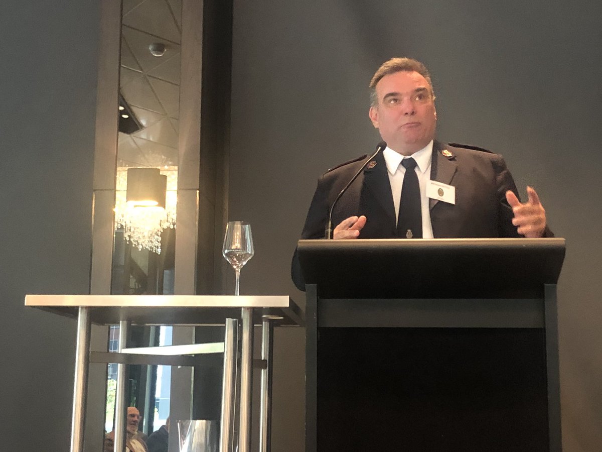 tony_debolfo's tweet photo. “People often say to us ‘I see people sleeping on the street. I just don’t know what to do’. One of the most powerful things we can do is to just say ‘hello’.”
@salvos Maj. Brendan Nottle addresses today’s Old Paradians’ Association Luncheon @theracv - #tenete #helpthehomeless https://t.co/3S08Vhcij9