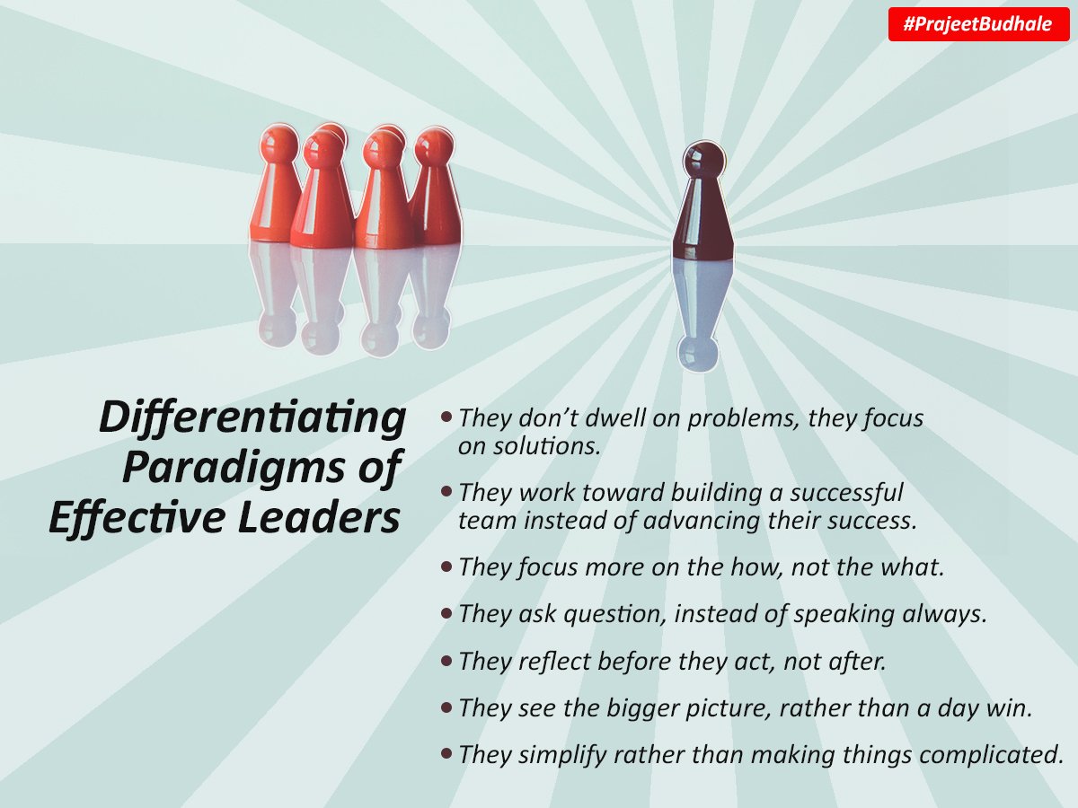 Over the years, I have worked with many successful #leaders and I have realized that act differently based on differentiating paradigms. Explore the following pointers and recognize a worthwhile paradigm shift for self. #Leadership #LeadYourWay #LeadershipDevelopment