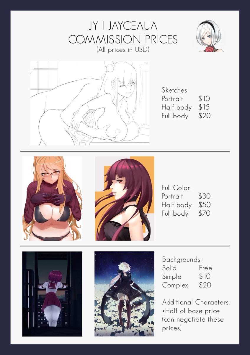 Hey all, this is the last month from now until May 5th that I can work on commissions fully and have more than 4 slots open a month.
Payments are done in USD through Paypal. Turn around time is a couple of days but depends on where you are in the queue. Feel free to DM me here.