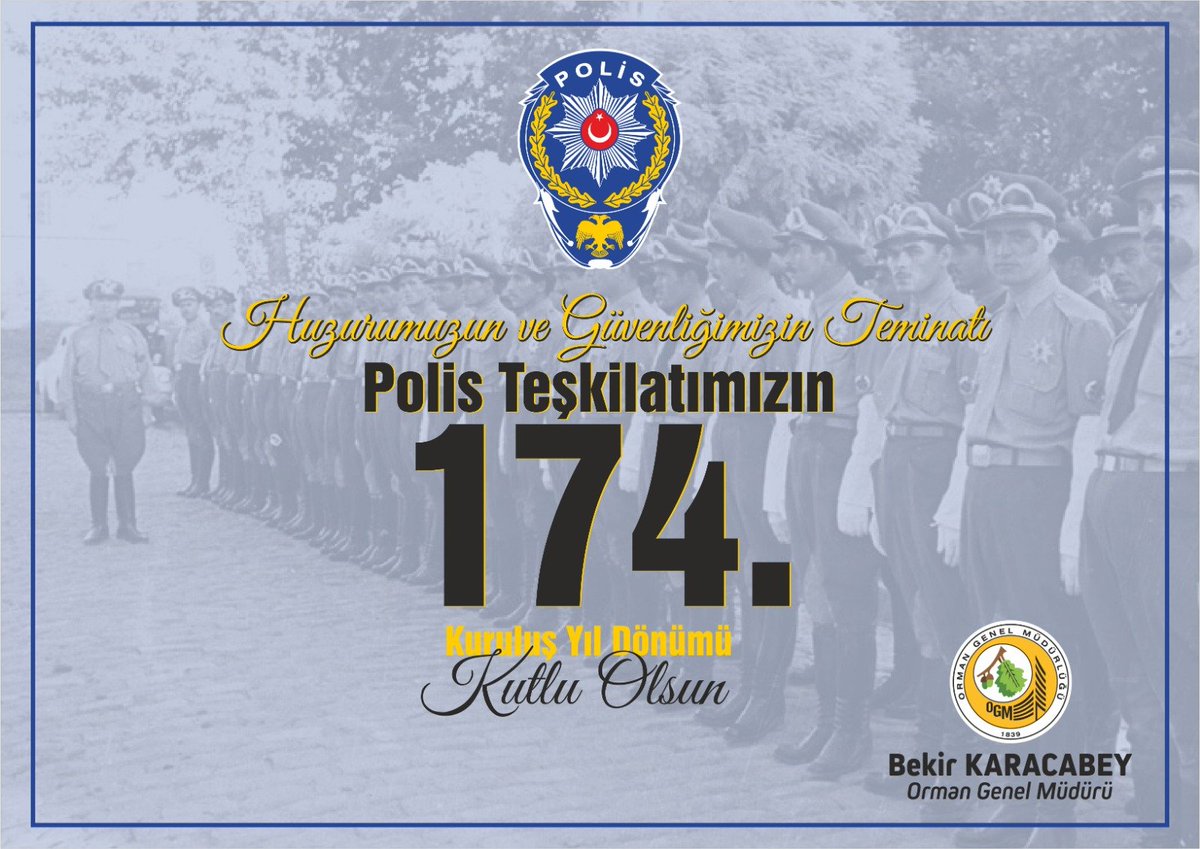 Huzurumuzun ve Güvenliğimizin Teminatı Polis Teşkilatımızın 174. Kuruluş Yıl Dönümü Kutlu Olsun.
#polisteşkilatı174yaşında