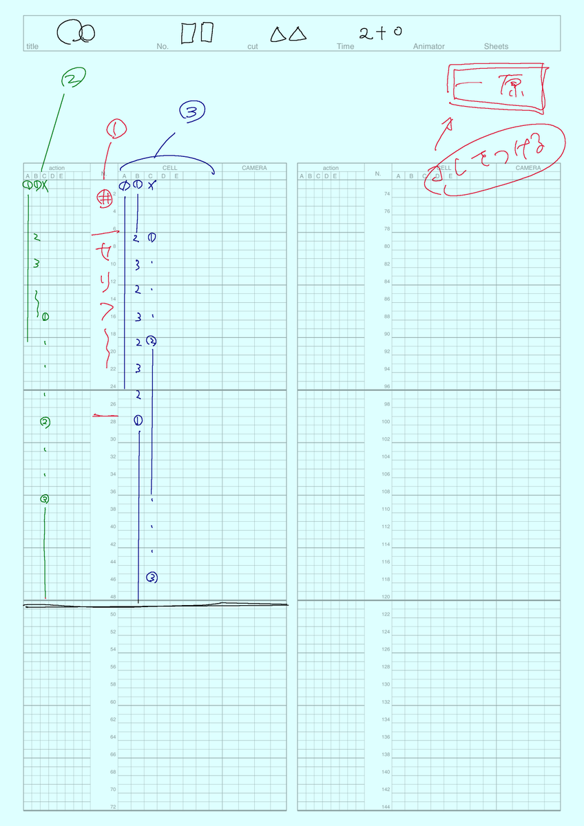 これは下書きにすぎないので 原画スタッフ（第二原画担当者）はここ