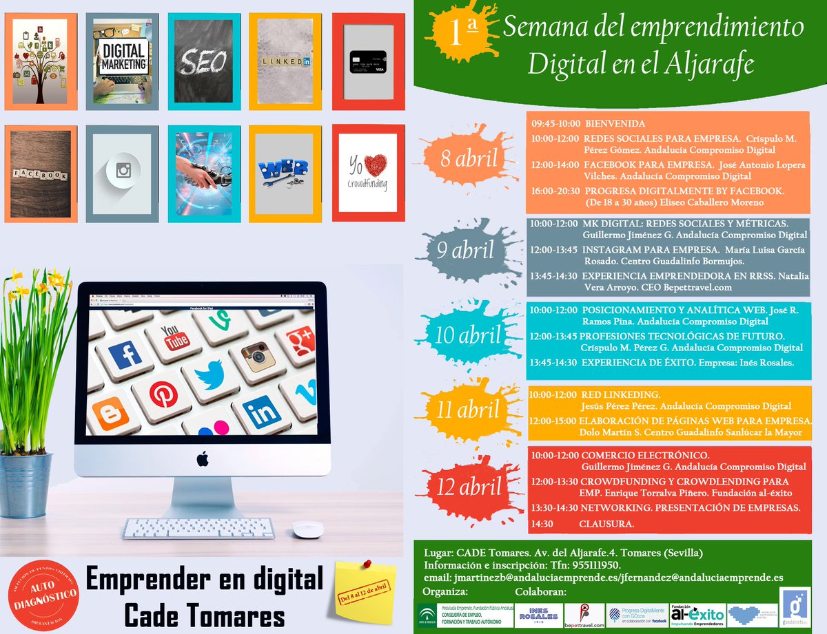 cadesevilla's tweet photo. En @aemprende, desde #Cade #Tomares, ayer, en el 2º día de la Semana del #Emprendimiento #Digital del #Ajarafe tuvimos las ponencias de "MK DIGITAL: #RRSS Y MÉTRICAS", #INSTAGRAM PARA #EMPRESAS y EXPERIENCIA EMPRENDEDORA EN RRSS de Natalia Vera, CEO de @BepetTravel Hoy🗓️10/4 más https://t.co/XaMDi8PHX3